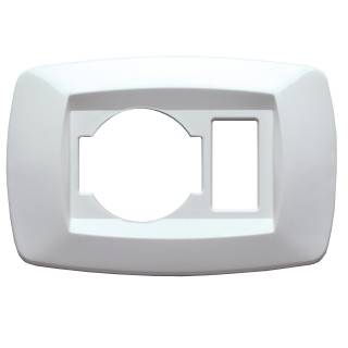 Master modì blanco placa 1 agujero + unel schuko socket MD10NU1