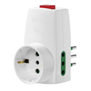 Adaptador Triple Vimar enchufe 10A y 2 salidas 10A 1 schuko 16A 0P00330.B