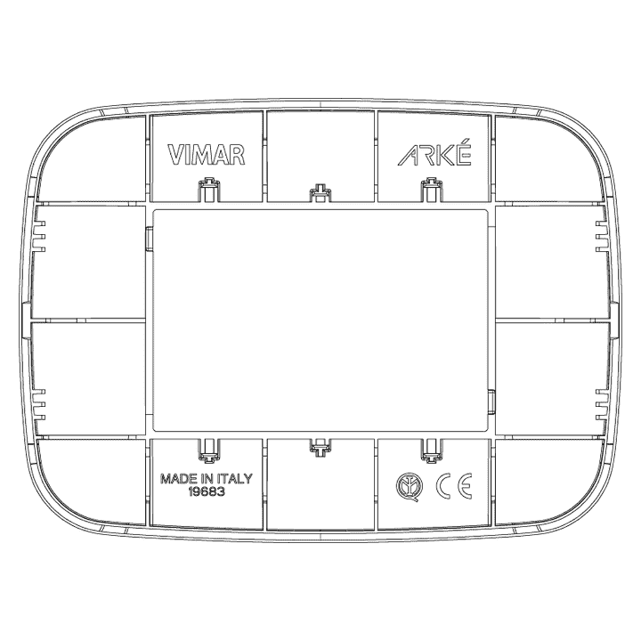 Plate Vimar Arke 3 modules Round White 19683.84