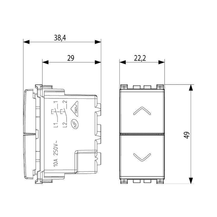 Vimar Arke two button interlocked NO+NO 10A grey 19062