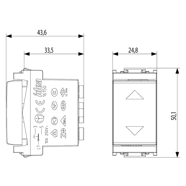 Double push-button Vimar Idea with switch 10A with arrows anthracite 16150