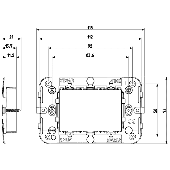 Vimar Arke Frame 3 modules 19613