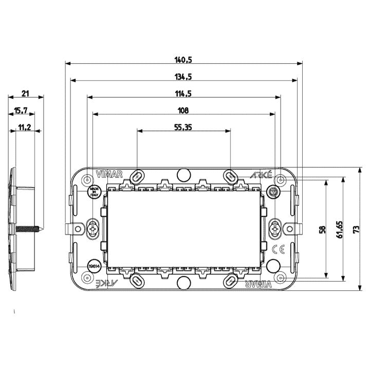 Vimar Arke Frame 4 modules 19614