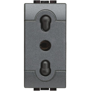 Bticino Livinglight 2P+E 10/16A 250V Anthracite Socket