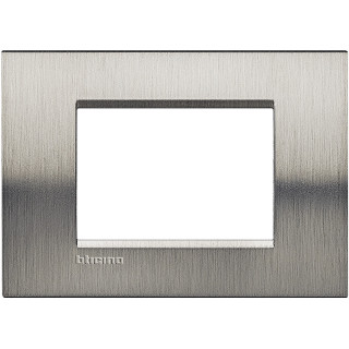 Bticino Livinglight plate 3 square modules brushed steel LNA4803ACS