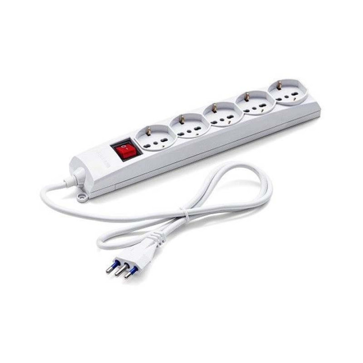 Toma de corriente multiple universal para 5 tomas de corriente con interruptor