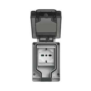 Boîtier Vimar étanche IP66 avec fiche insérée 2 Modules + prise 14962.U