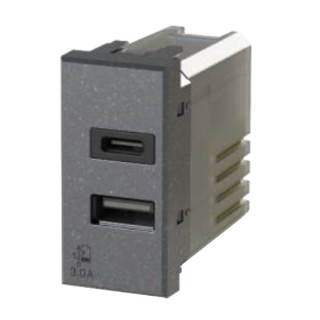 USB socket 4Box 3.0A for Bticino Axolute series Anthracite 4B.HS.USB.30