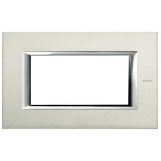 Bticino Axolute Plaque 4 Modules Aluminium Brossé HA4804XC