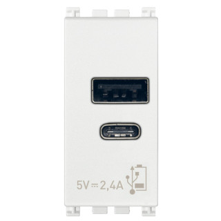 Alimentation Vimar Arke USB A+C 5V 2,4A 1 Module Blanc 19292.AC.B