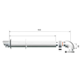 Ariston coaxial drain kit l 1000 horizontal 60/100 3318073