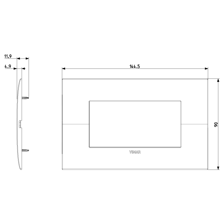 Platte Vimar FIT 4 Module Graphit Matt 19954.01