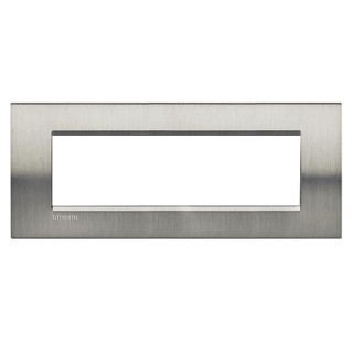 Bticino Livinglight plate 7 square modules brushed steel LNA4807ACS