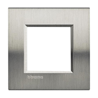 Bticino Livinglight plaque 2 modules carrée acier inox brossé LNA4802ACS