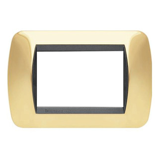 Bticino Living International placa 3 módulos oro brillante L4803OR