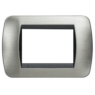 Bticino Living International placa 3 módulos acero cepillado. L4803ACS
