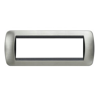 Bticino Living International plaque 7 modules acier brossé L4807ACS