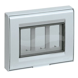 Plaque étanche Vimar 3 modules série 8000S IP55 gris 13731.Q