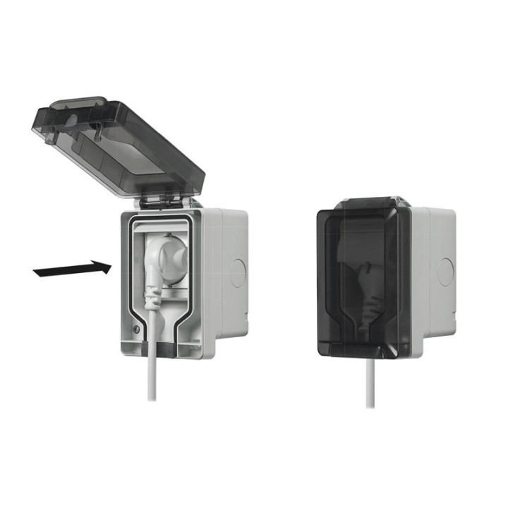 Vimar watertight housing IP66 with plug inserted 2 Modules 14962
