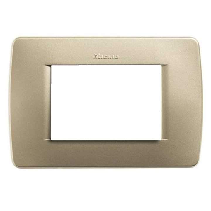 Bticino Luna placa 3 módulos metal amarillo C4803GM