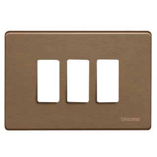 Plaque pour interrupteurs Bticino Magic 3 places Bronze TIC503/3/BR