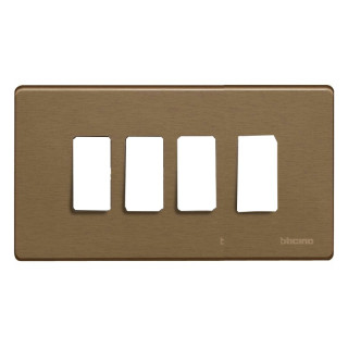 Plate for switches Bticino Magic 4 modules bronze TIC504/4/BR
