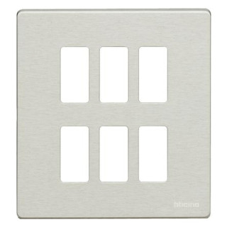 Plate Bticino Magic 3+3 modules resin grey 506/6/R