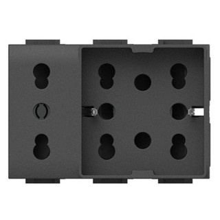 4Box universal standard and schuko socket for Bticino Living 10/16A 3 modules Side 4B.L.H21.XL