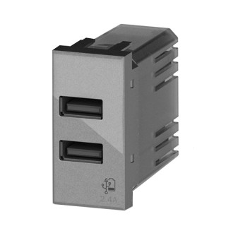 Doble toma USB 4Box 2.4A para Bticino AXOLUTE gris 4B.HC.USB.24
