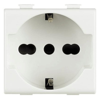 Bticino Matix 10/16A 250V 2P+E Bipass Schuko outlet Blanco