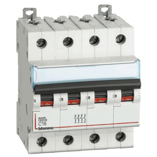 BTICINO circuit BREAKER, 4-POLE 16A CURVE C 4.5 kA FA84C16