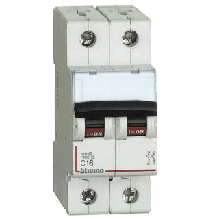 Circuit breaker, Bticino 2P 16A 4.5 kA Type C-2 Modules