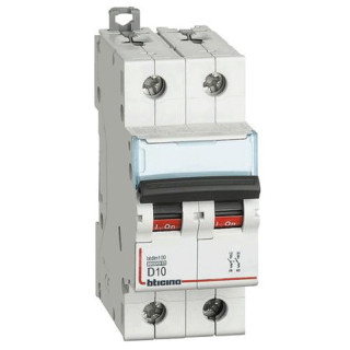 Interruttore Magnetotermico Bticino 2P 10A 10kA Tipo D 2 Moduli