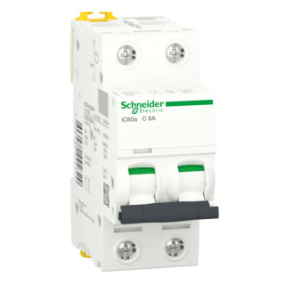 Circuit breaker-Schneider 2P 6A 4,5 KAC 2 modules A9F64206