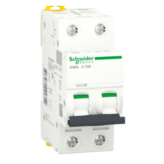 Interruptor de circuito-Schneider 2P 10A 4,5 KAC 2 módulos A9F64210