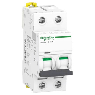 Interruttore Magnetotermico Schneider 2P 16A 4,5KAC 2 moduli A9F64216