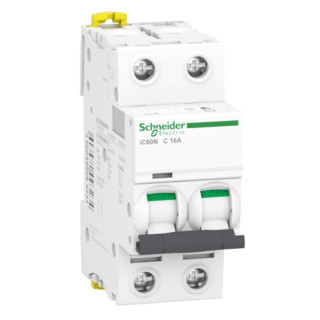 Interruttore Magnetotermico Schneider 2P 16A 6KA C 2 moduli A9F74216