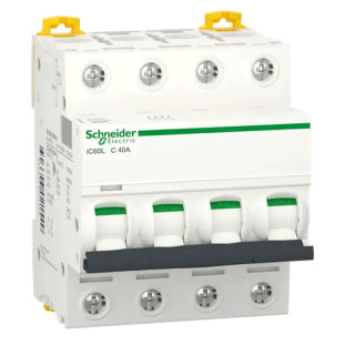 Interruttore magnetotermico Schneider 4P 40A 15KA C 4 moduli A9F94440