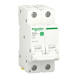 Interruttore magnetotermico Schneider 25A 1P+N 4,5KA C 2 Moduli R9F37625