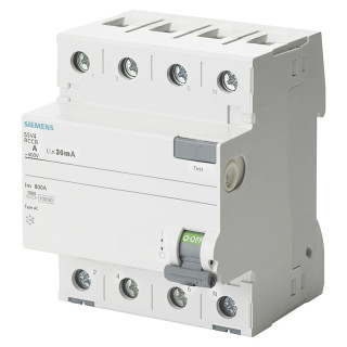 Interruttore Differenziale Puro Siemens 4 Poli 40A 30mA Tipo AC 4 Moduli