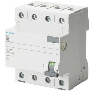 Interruttore Differenziale Puro Siemens 4 Poli 63A 300mA Tipo AC 4 Moduli