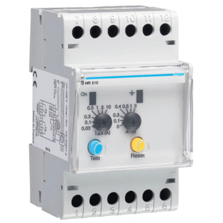 Hager differential relay 0.03-10A adjustable timing HR510
