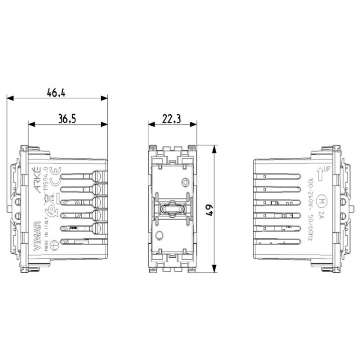 Vimar Arke View Commande de volet roulant connectée sans fil 19594.0