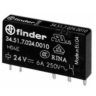 Electromagnetic interface relay Finder 24V 6A 170mW 345170240010