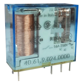 Mini Relay Finder 1 changeover 16A coil 24VAC continuous 406190240000