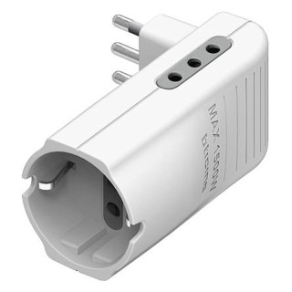 Bticino Corner adapter 2 10A sockets 1 German socket and 10A plug white S3615DE