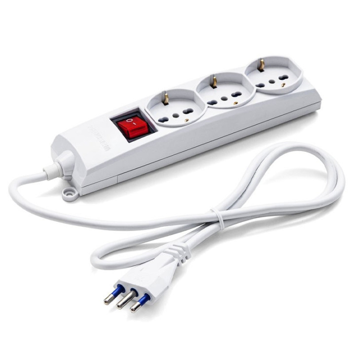 Universal multisocket base for 3 sockets with switch