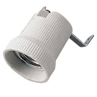 Portalámparas E27 de porcelana blanca con soporte 00521