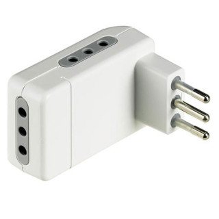 Bticino space-saving Corner adapter 3 sockets 10A and 10A plug white S3605DE