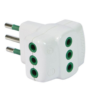 Fanton triple adapter Plug 2P+E 10A 3 sockets 2P+E 10A